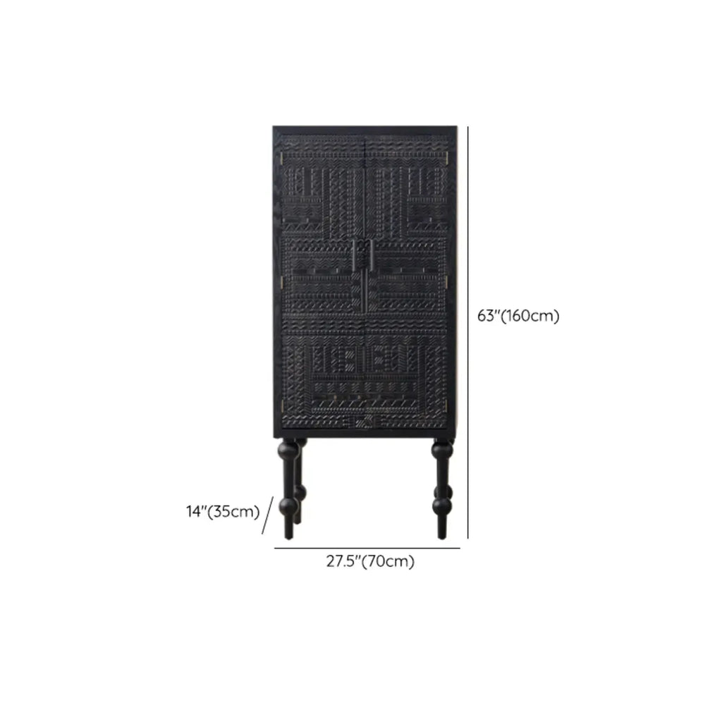 Meuble de salon moderne en bois noir finement sculpté
