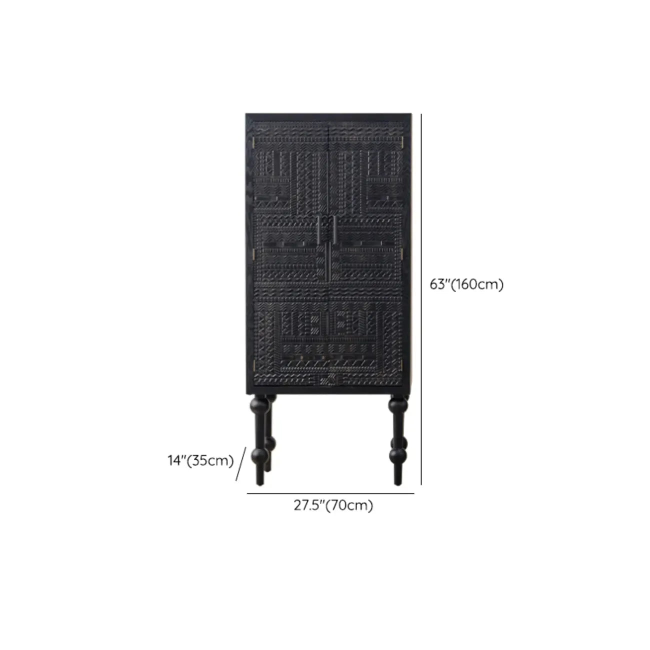 Meuble de salon moderne en bois noir finement sculpté
