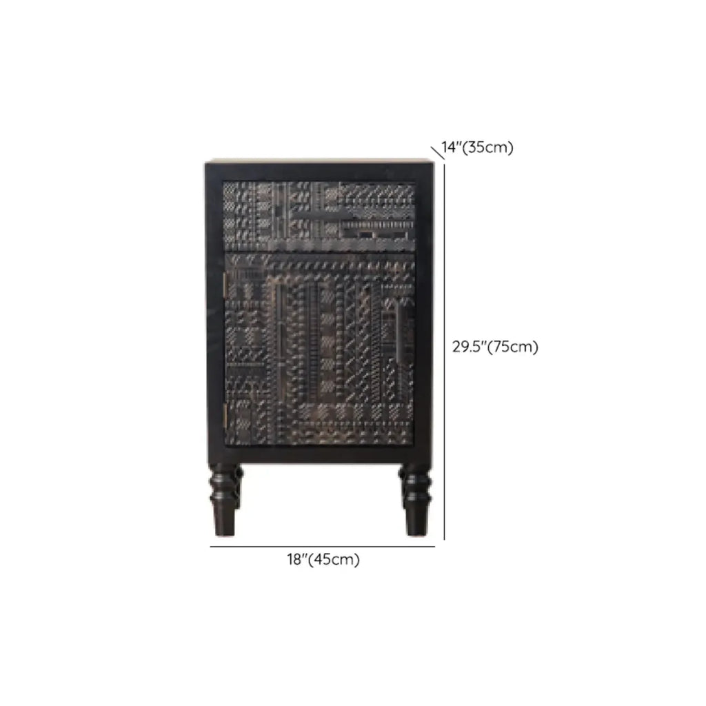 Meuble de salon moderne en bois noir finement sculpté