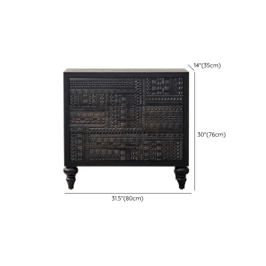Meuble de salon moderne en bois noir finement sculpté