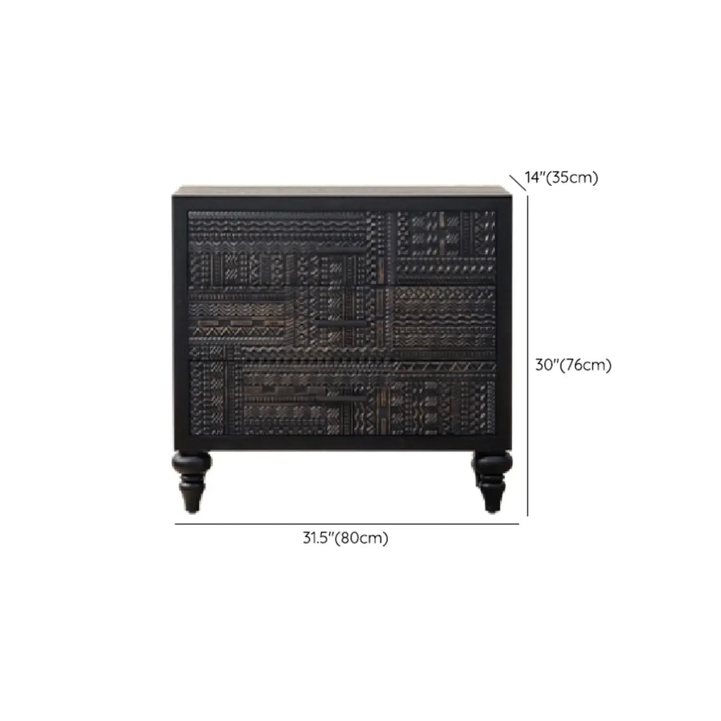 Meuble de salon moderne en bois noir finement sculpté
