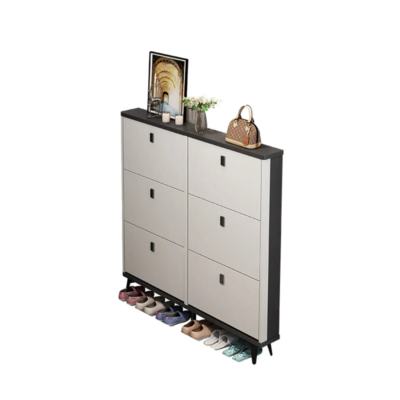 Meuble à chaussures moderne en bois avec étagères réglables, entrée