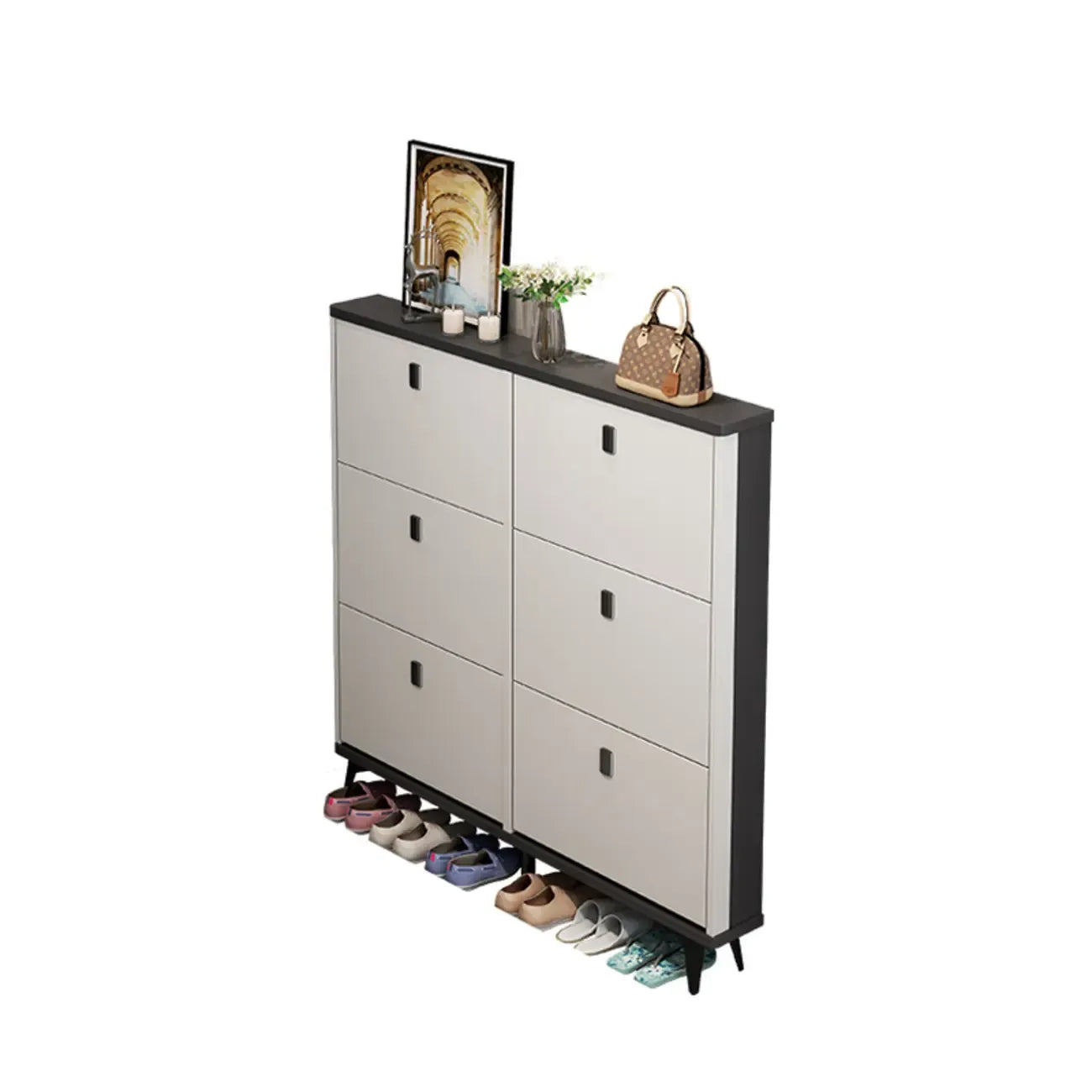 Meuble à chaussures moderne en bois avec étagères réglables, entrée
