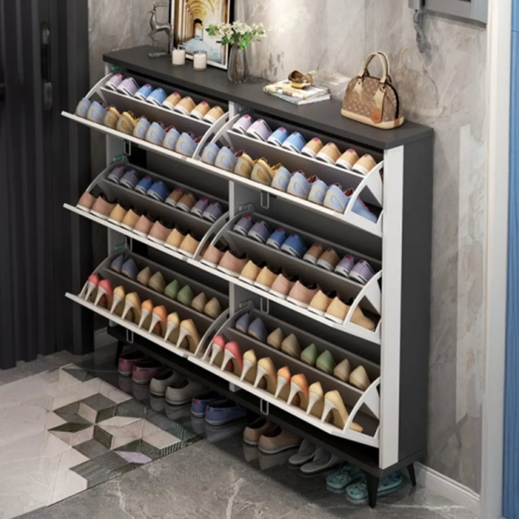 Meuble à chaussures moderne en bois avec étagères réglables, entrée