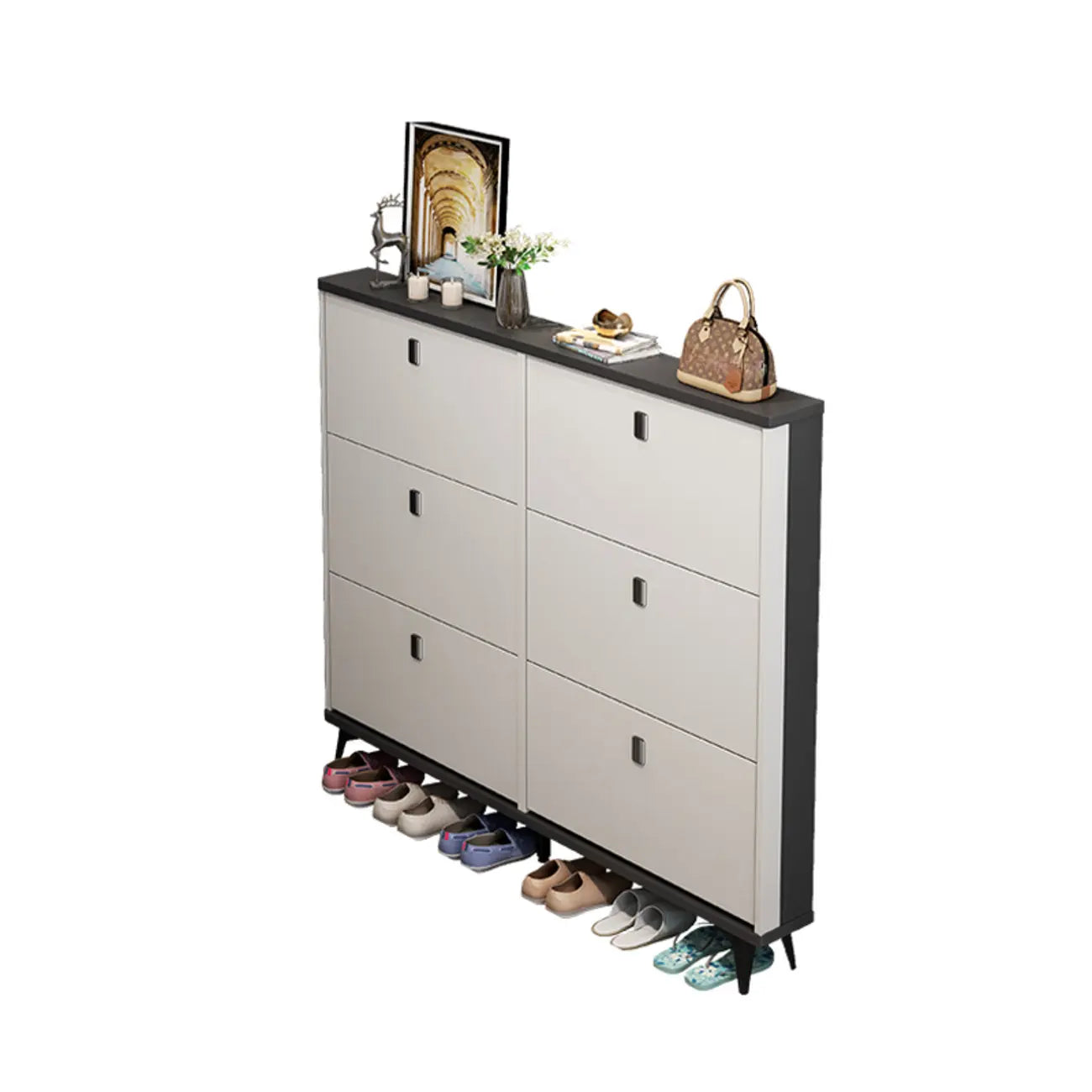 Meuble à chaussures moderne en bois avec étagères réglables, entrée