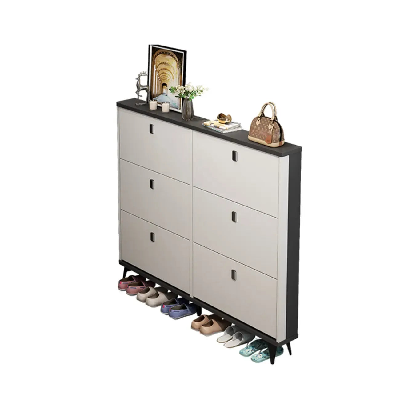 Meuble à chaussures moderne en bois avec étagères réglables, entrée