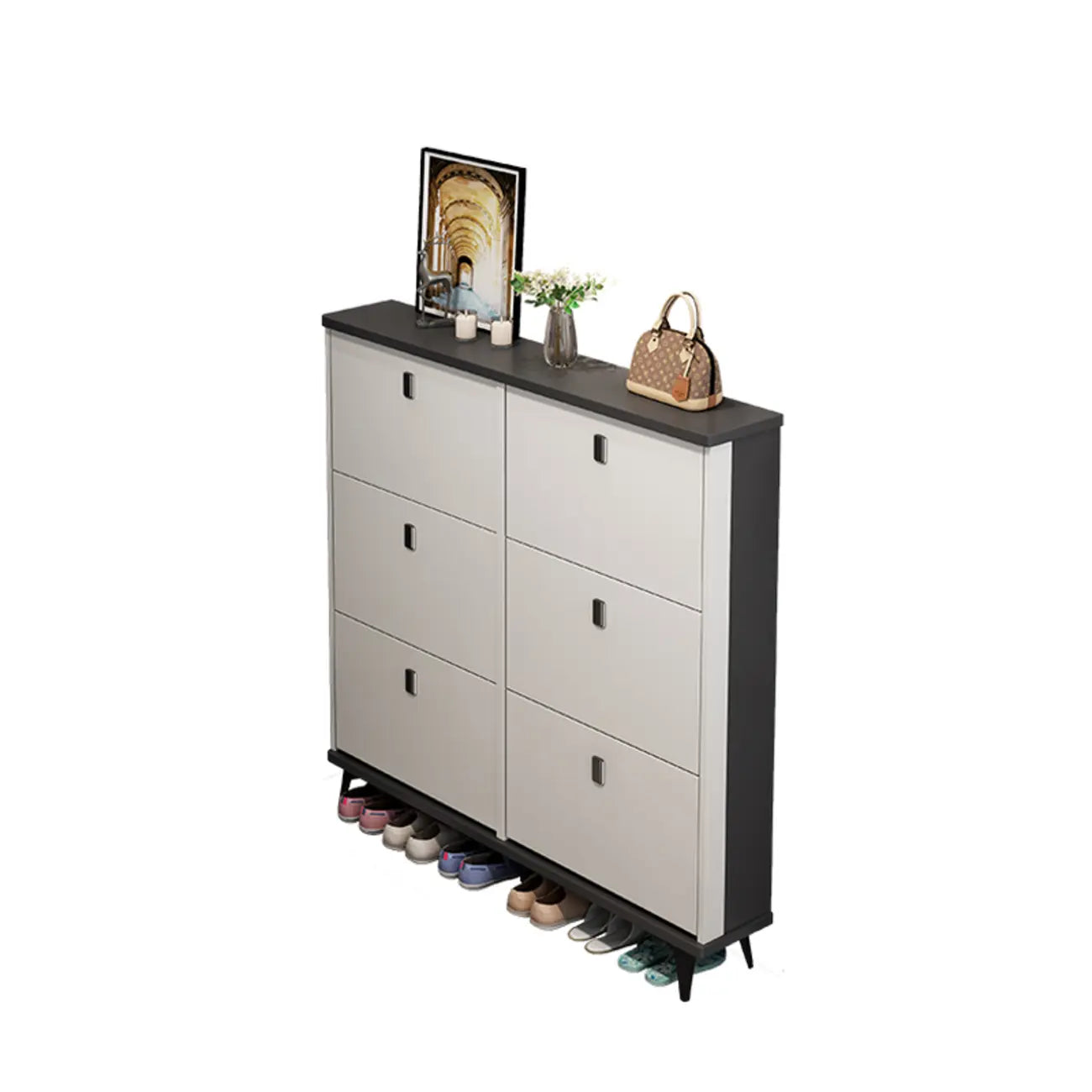 Meuble à chaussures moderne en bois avec étagères réglables, entrée