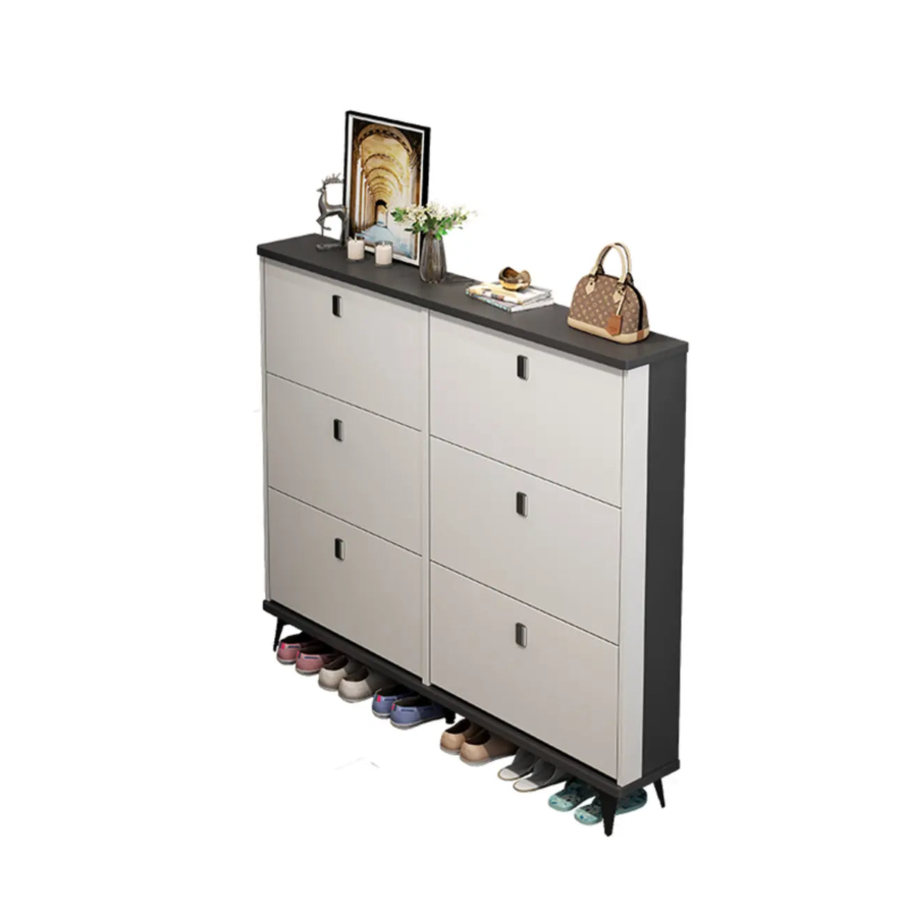 Meuble à chaussures moderne en bois avec étagères réglables, entrée