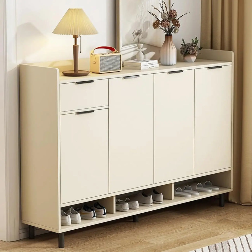 Armoire à chaussures en bois blanc cassé pour entrée
