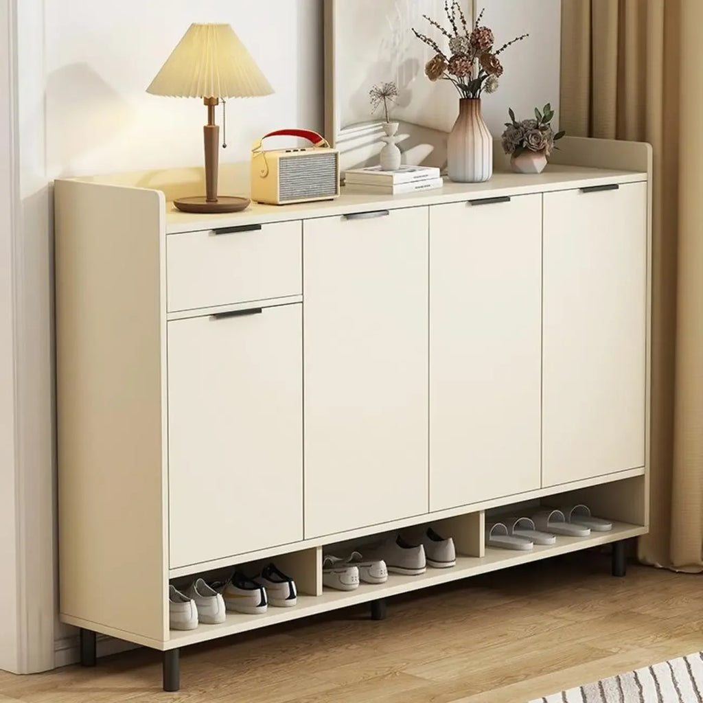 Armoire à chaussures en bois blanc cassé pour entrée