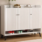 Armoire à chaussures en bois blanc cassé pour entrée