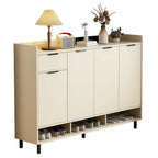 Armoire à chaussures en bois blanc cassé pour entrée