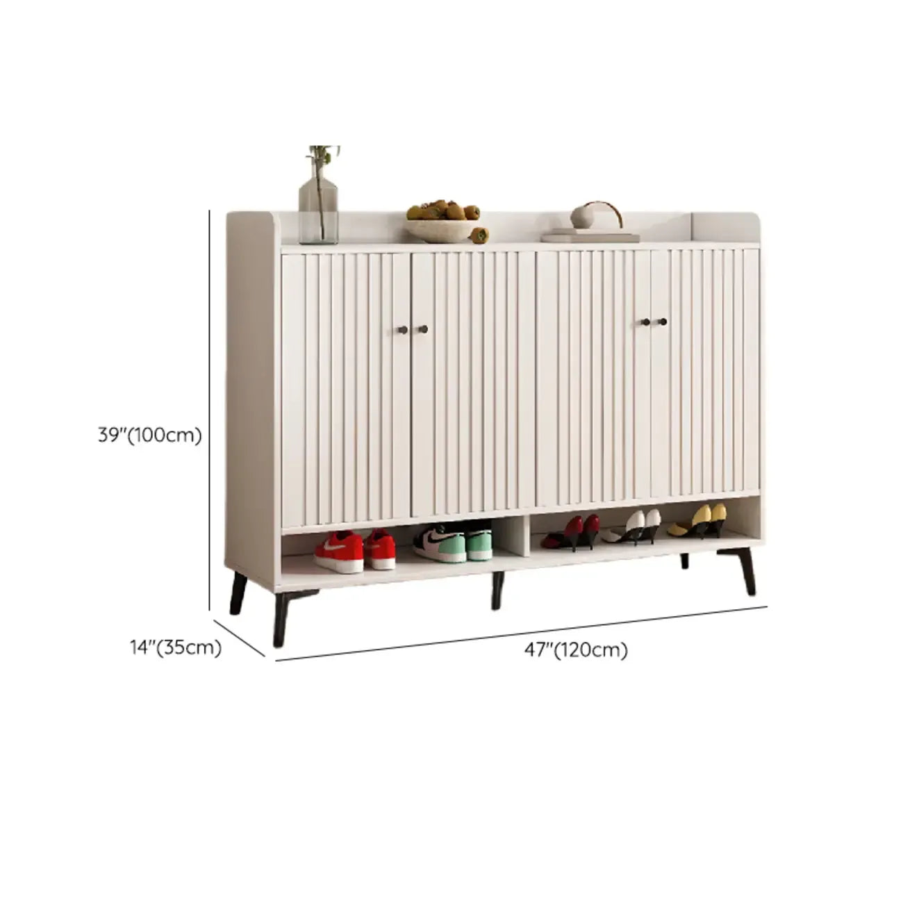 Armoire à chaussures en bois blanc cassé pour entrée