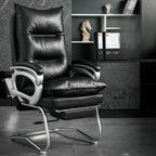 Fauteuil de bureau inclinable élégant en cuir marron