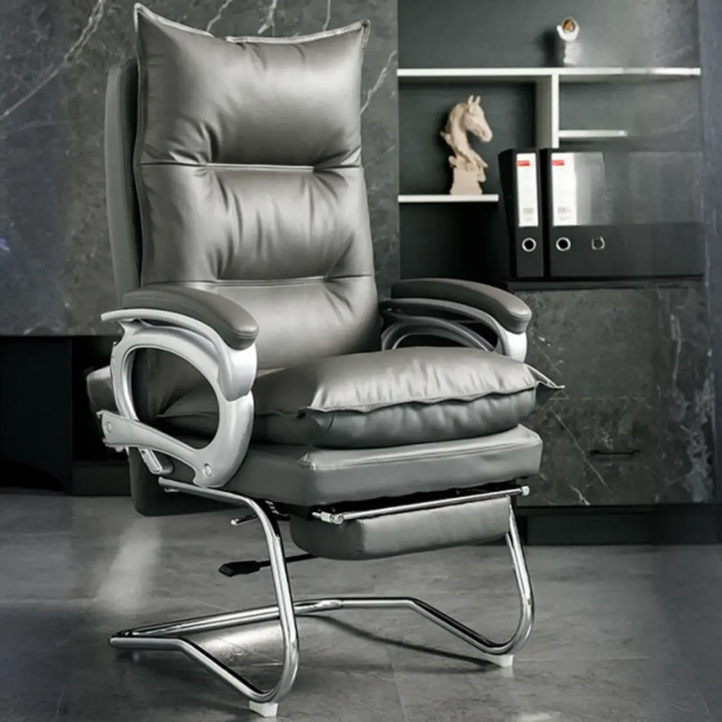 Fauteuil de bureau inclinable élégant en cuir marron