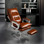 Fauteuil de bureau inclinable élégant en cuir marron