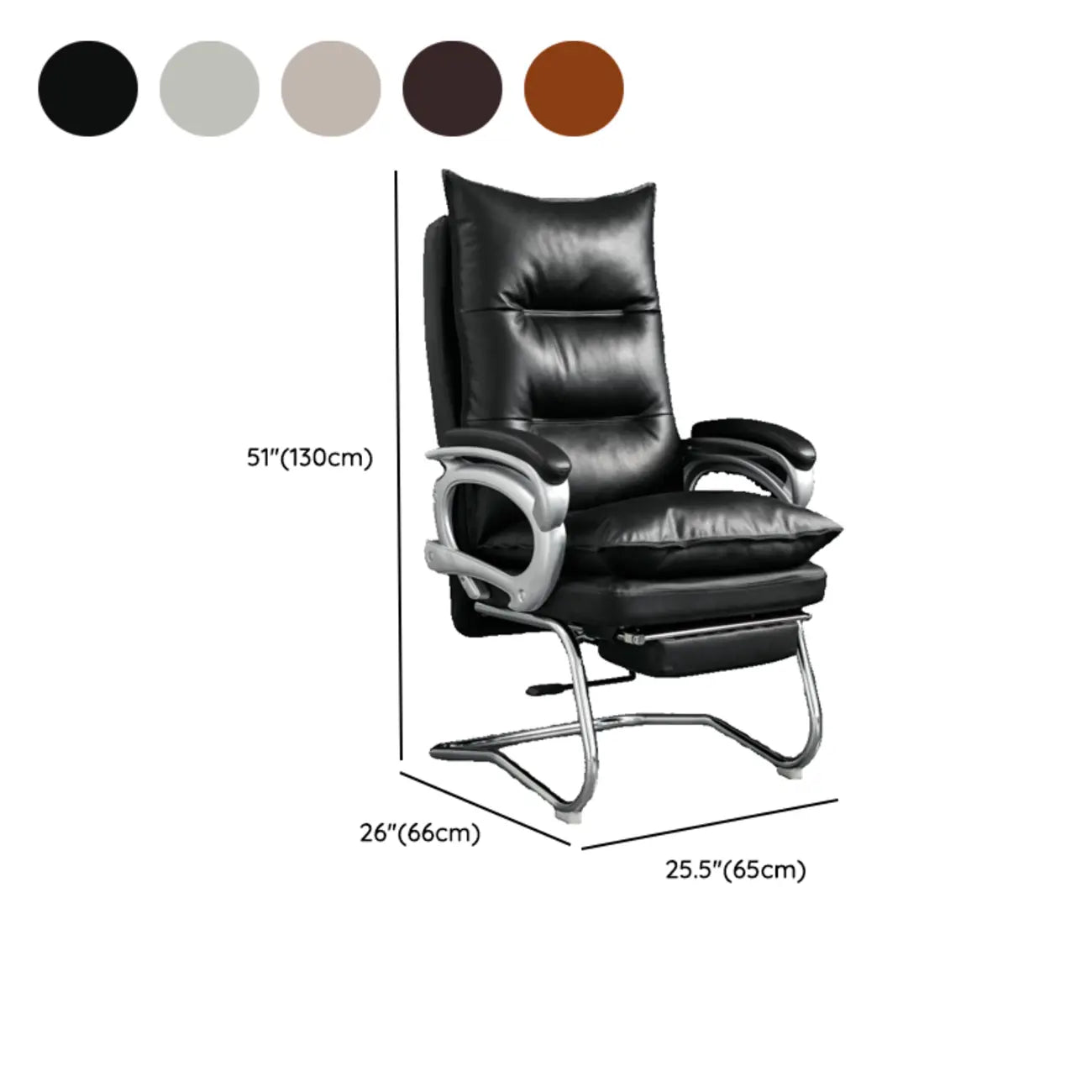 Fauteuil de bureau inclinable élégant en cuir marron