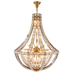 Lustre d'escalier glamour en cristal sphérique doré