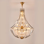 Lustre d'escalier glamour en cristal sphérique doré