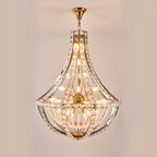 Lustre d'escalier glamour en cristal sphérique doré
