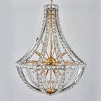 Lustre d'escalier glamour en cristal sphérique doré