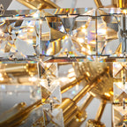 Lustre d'escalier glamour en cristal sphérique doré