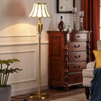 Lampadaire LED en métal doré avec cloche en verre et cristal