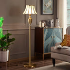 Lampadaire LED en métal doré avec cloche en verre et cristal