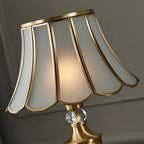 Lampadaire LED en métal doré avec cloche en verre et cristal