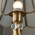 Lampadaire LED en métal doré avec cloche en verre et cristal