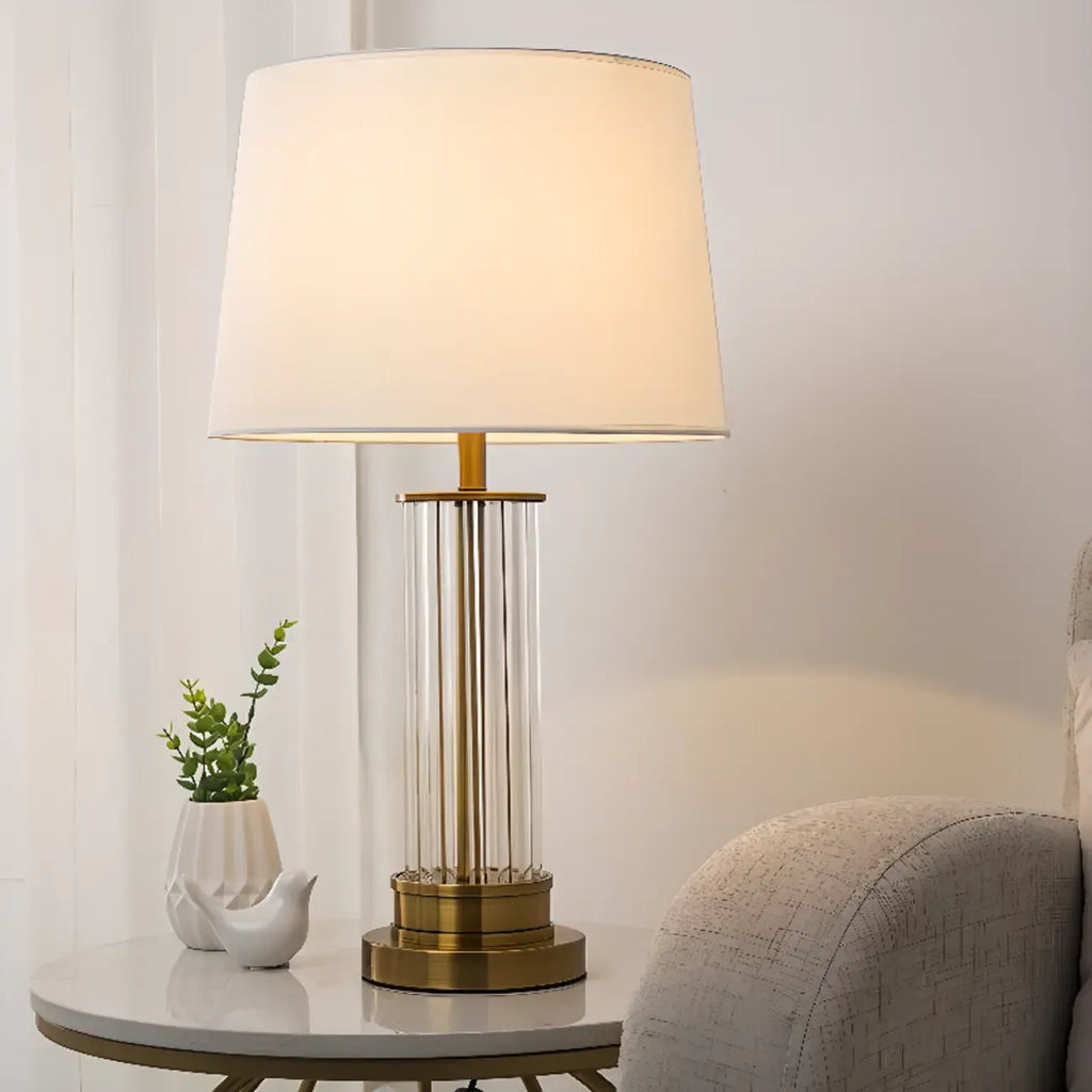 Lampe de table LED moderne et élégante en forme de tonneau, abat-jour en tissu