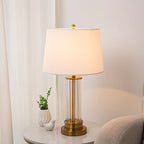 Lampe de table LED moderne et élégante en forme de tonneau, abat-jour en tissu