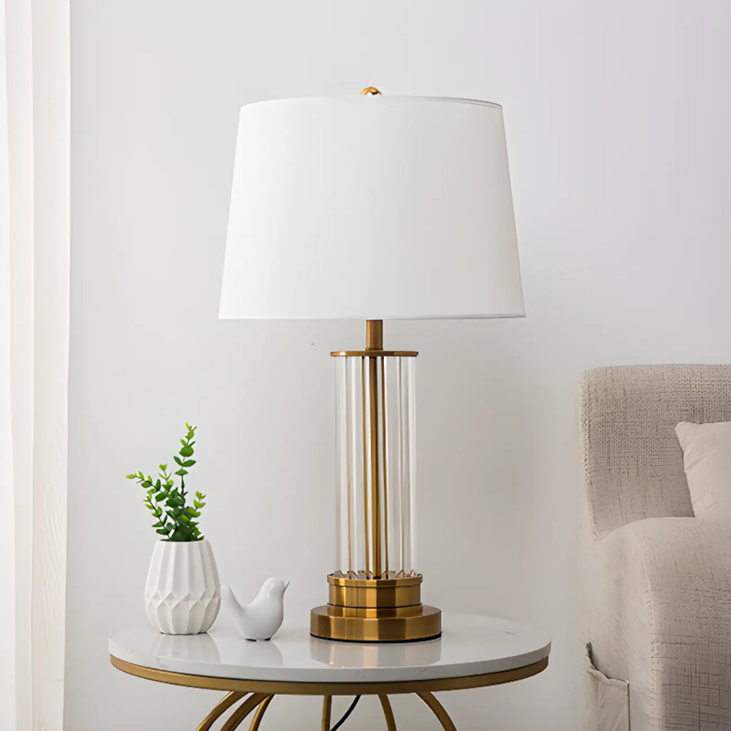 Lampe de table LED moderne et élégante en forme de tonneau, abat-jour en tissu