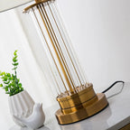Lampe de table LED moderne et élégante en forme de tonneau, abat-jour en tissu