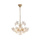 Lustre élégant à motif floral en cristal doré réglable