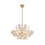 Lustre élégant à motif floral en cristal doré réglable
