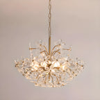 Lustre élégant à motif floral en cristal doré réglable
