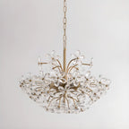 Lustre élégant à motif floral en cristal doré réglable
