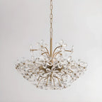 Lustre élégant à motif floral en cristal doré réglable