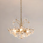 Lustre élégant à motif floral en cristal doré réglable