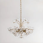 Lustre élégant à motif floral en cristal doré réglable