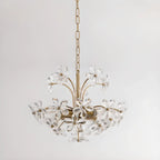 Lustre élégant à motif floral en cristal doré réglable