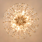 Lustre élégant à motif floral en cristal doré réglable