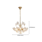 Lustre élégant à motif floral en cristal doré réglable