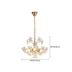 Lustre élégant à motif floral en cristal doré réglable