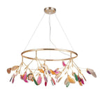 Bague circulaire en agate colorée, branches de lustre