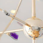 Bague circulaire en agate colorée, branches de lustre