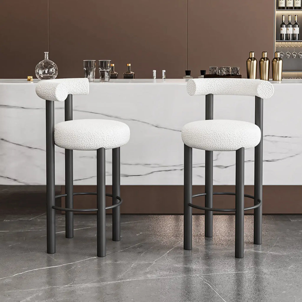 Tabouret de bar rond moderne noir rembourré