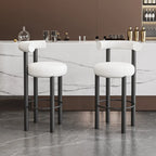 Tabouret de bar rond moderne noir rembourré