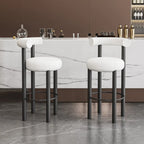 Tabouret de bar rond moderne noir rembourré